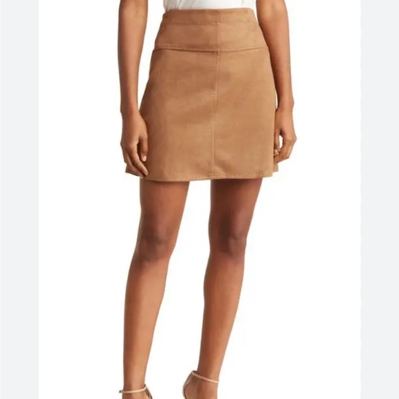 Max Studio Dresses & Skirts - Max Studio Faux Suede A-line Tan Camel Mini Skirt size small